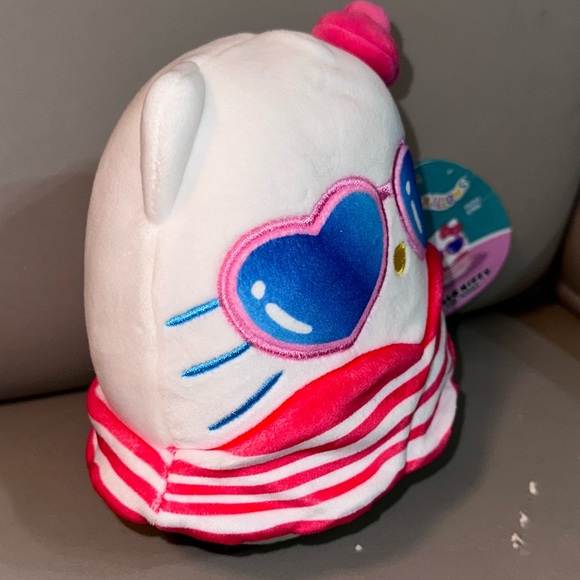 6” Sanrio Hello Kitty Squishmallows Bathing Suit with Heart Sunglasses Plush - Picture 4 of 4